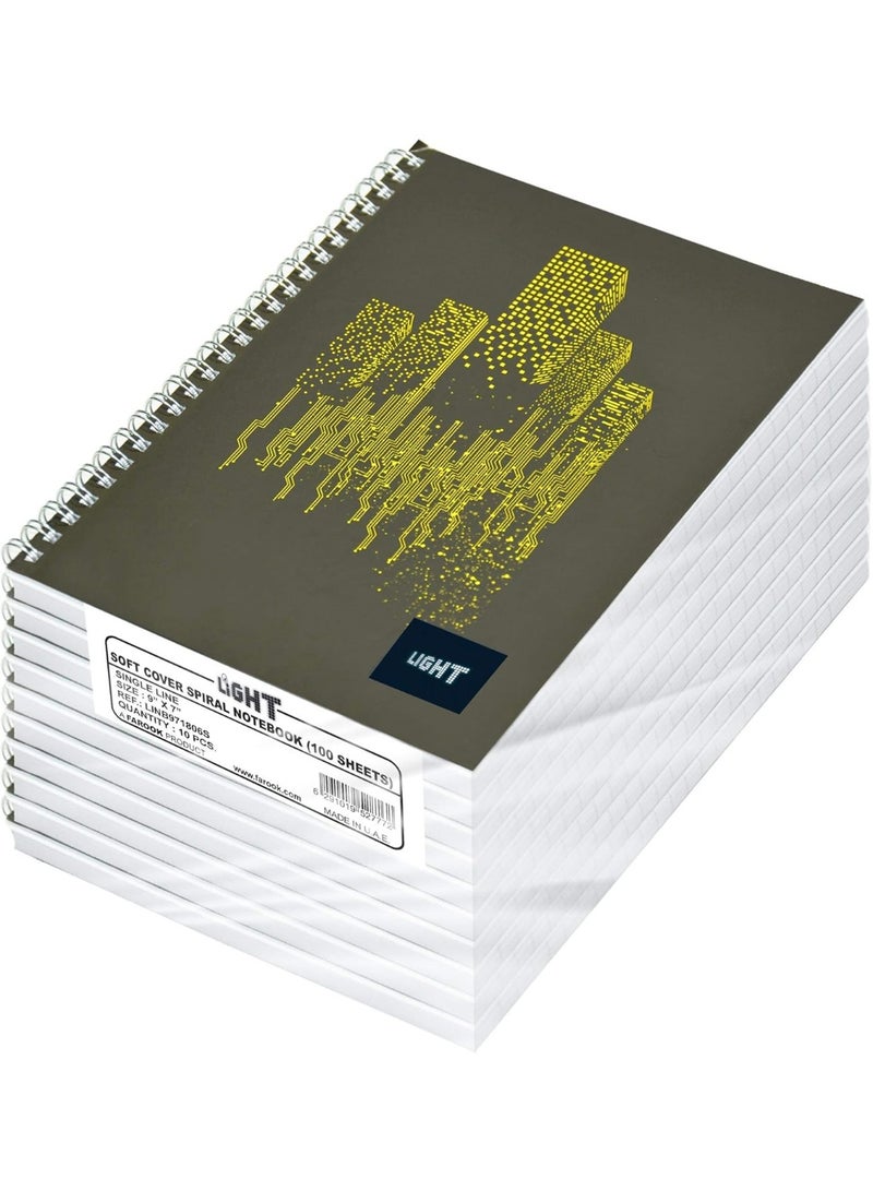 FIS Light Spiral Soft Cover Notebook Single Line - LINB971806S (Pack of 10 Pieces X 100 Sheets, 9 X 7in) - Image 1